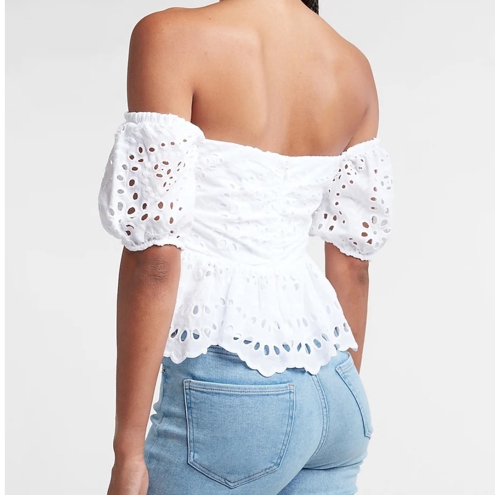 • Express • Eyelet Lace Off The Shoulder Top - Picture 3 of 16